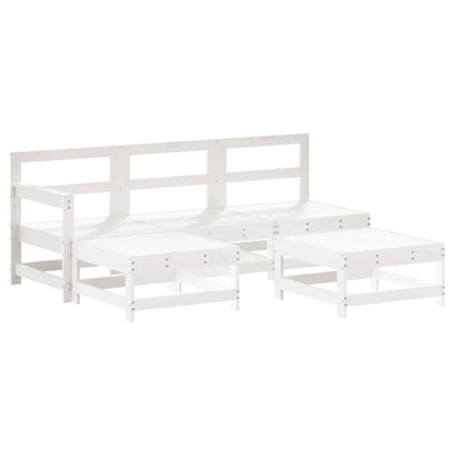 Garden Lounge Set White Solid Pine Wood 5 Piece Set Modular