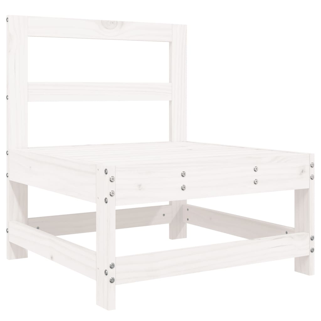 Garden Lounge Set White Solid Pine Wood 5 Piece Set Modular