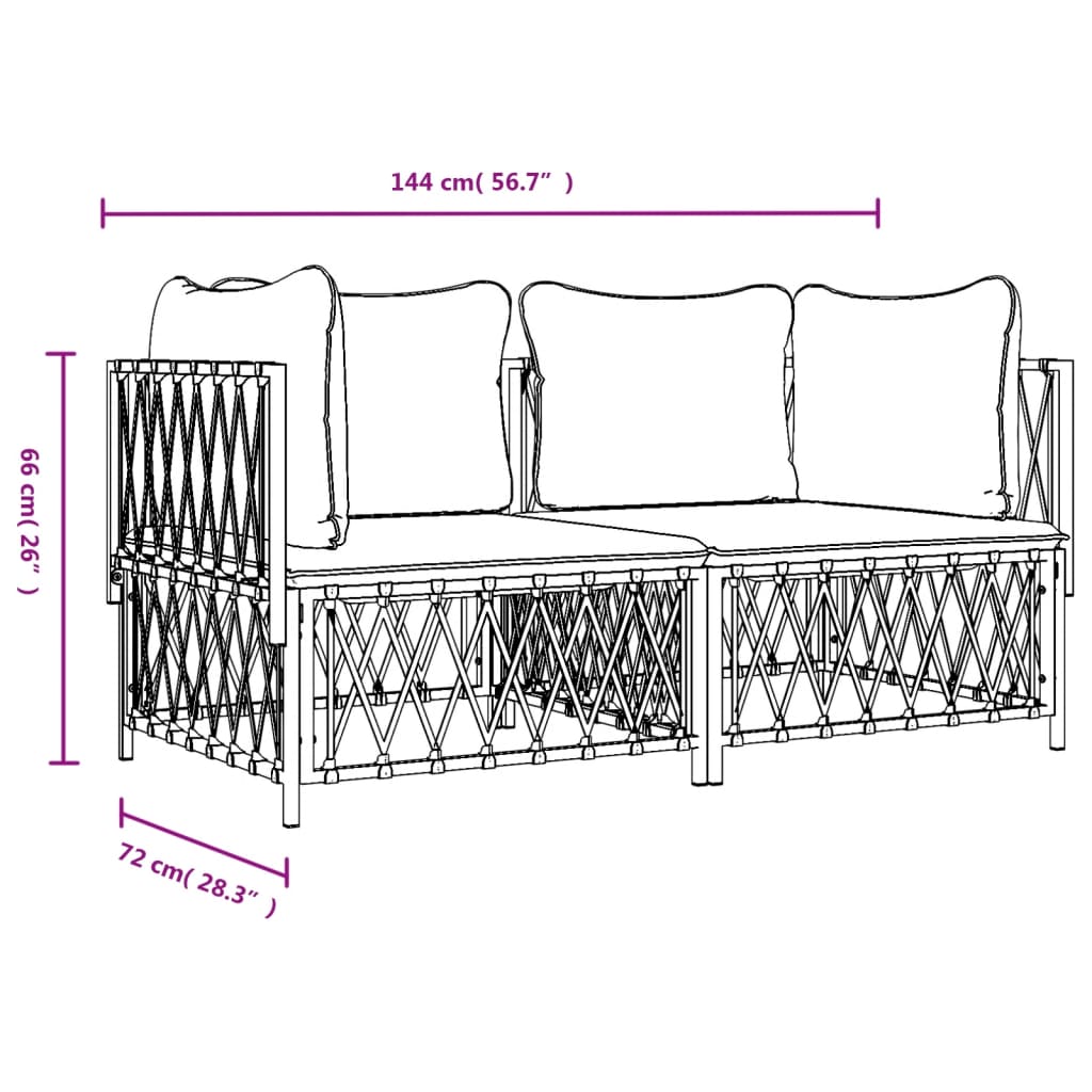 Garden Lounge Set White, Dark Grey