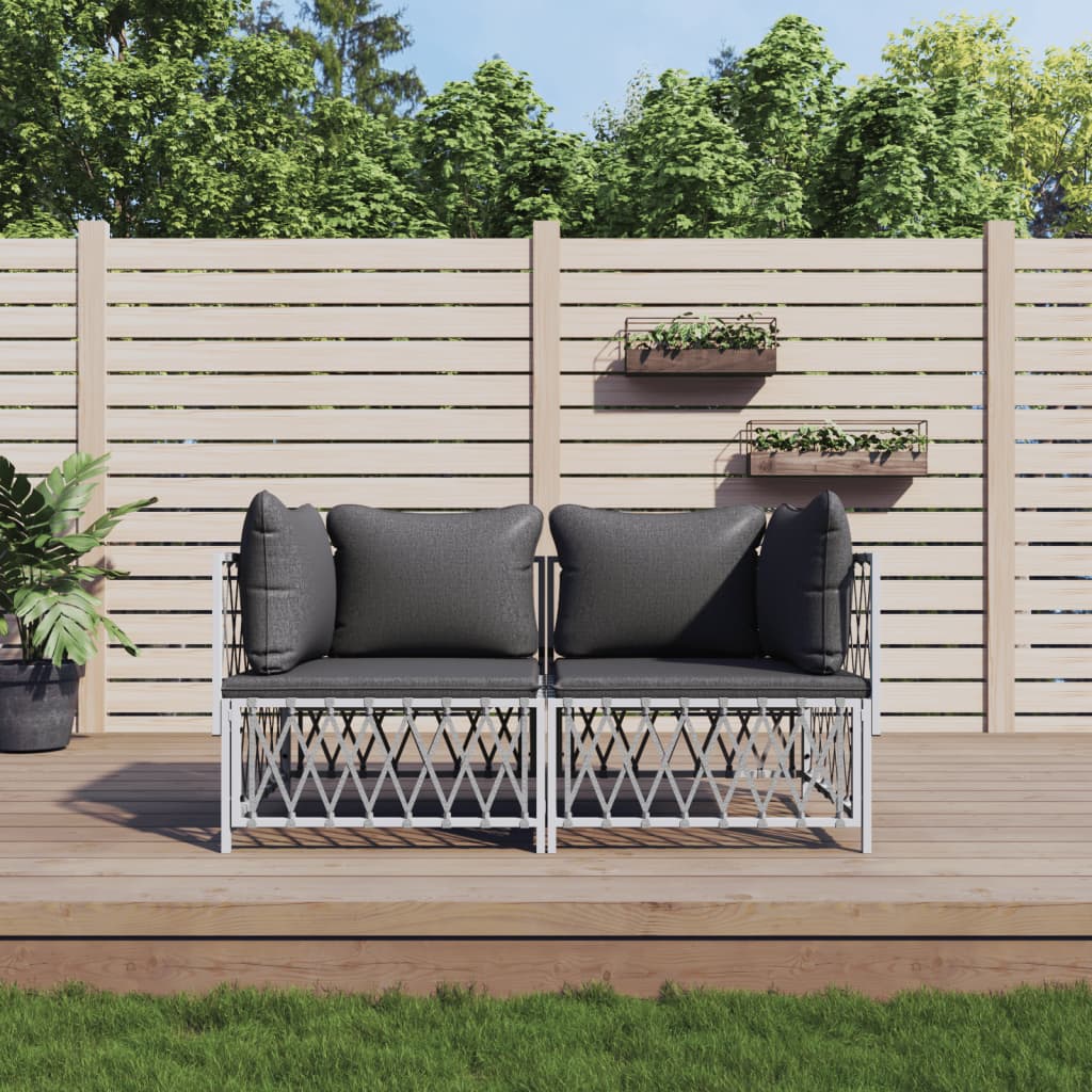 Garden Lounge Set White, Dark Grey