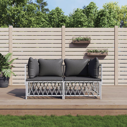 Garden Lounge Set White, Dark Grey