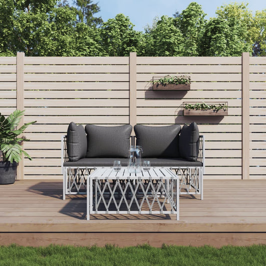 Garden Lounge Set White, Dark Grey