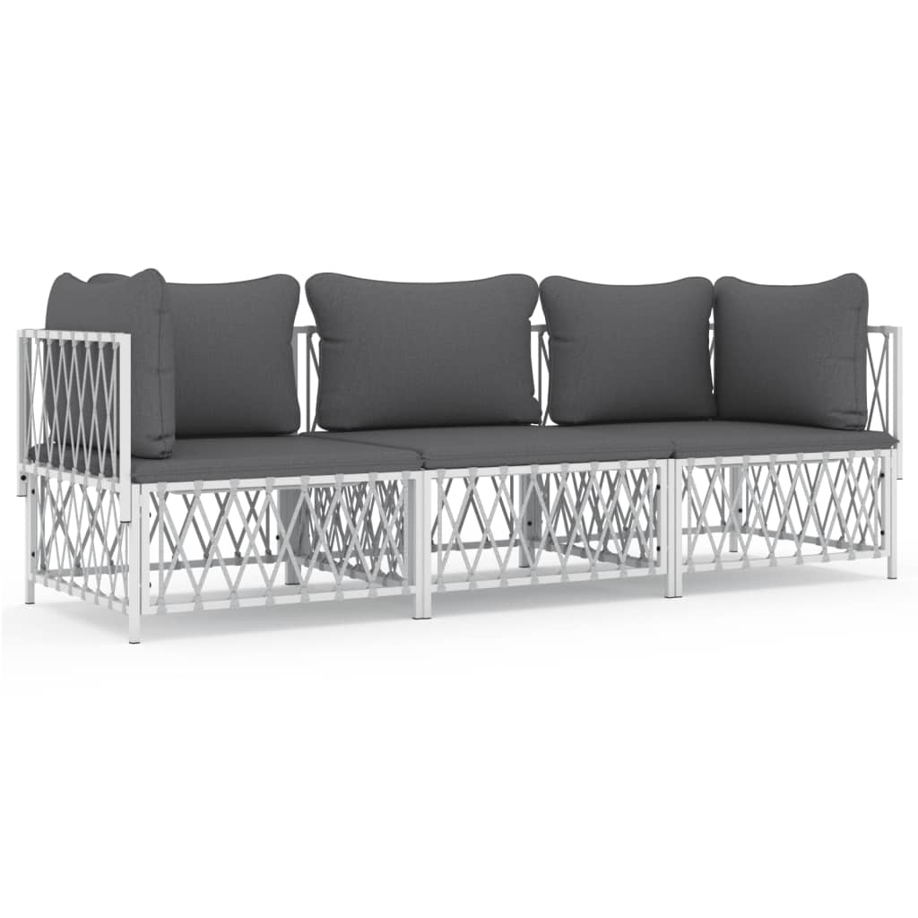 Garden Lounge Set White, Dark Grey