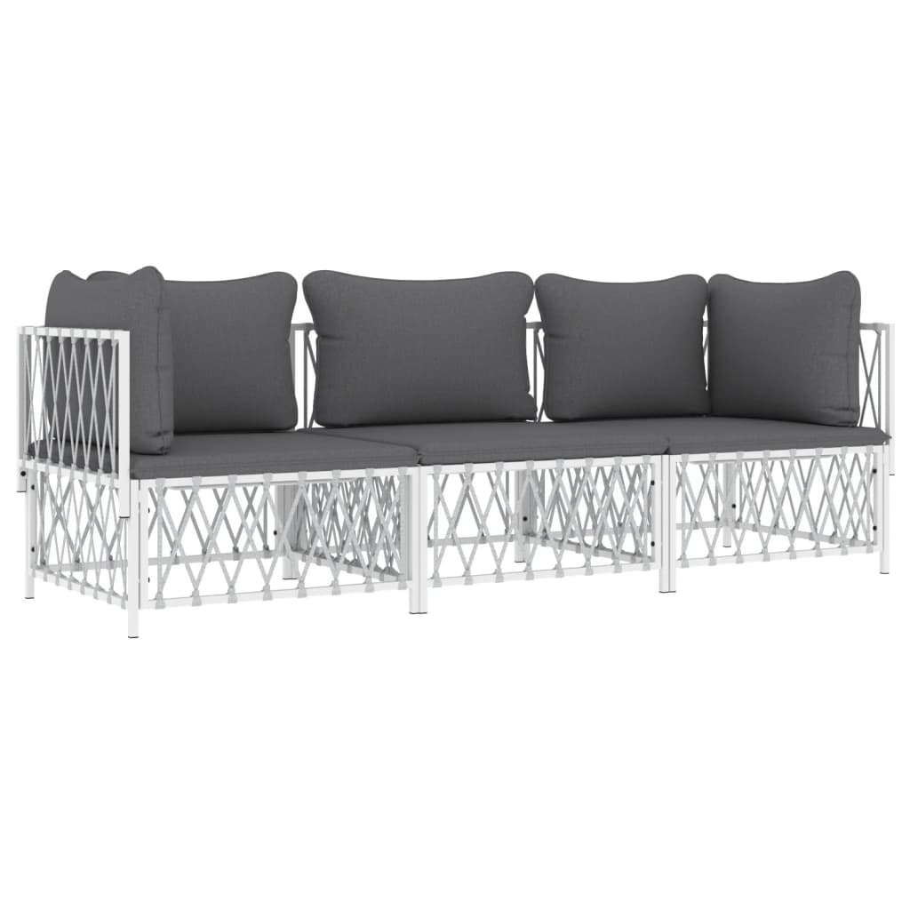 Garden Lounge Set White, Dark Grey