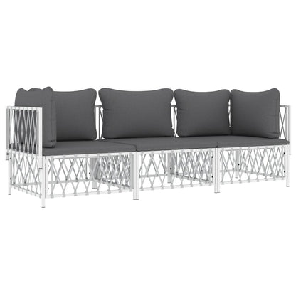 Garden Lounge Set White, Dark Grey