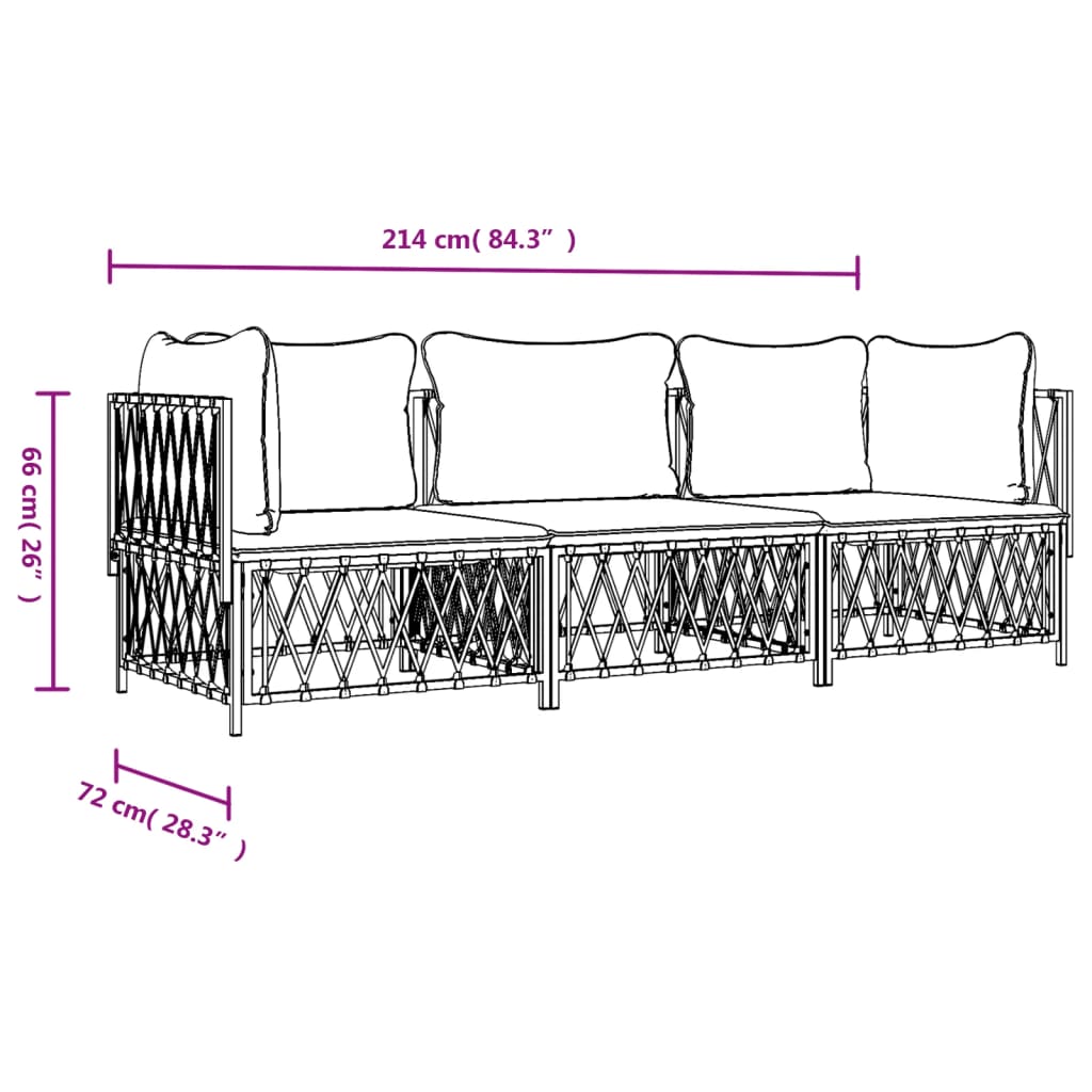 Garden Lounge Set White, Dark Grey