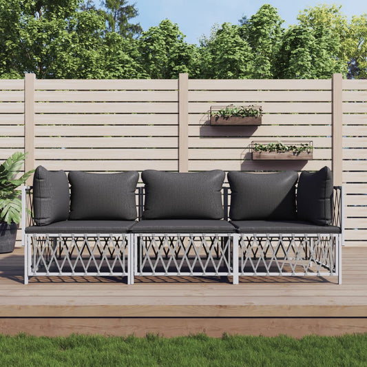 Garden Lounge Set White, Dark Grey
