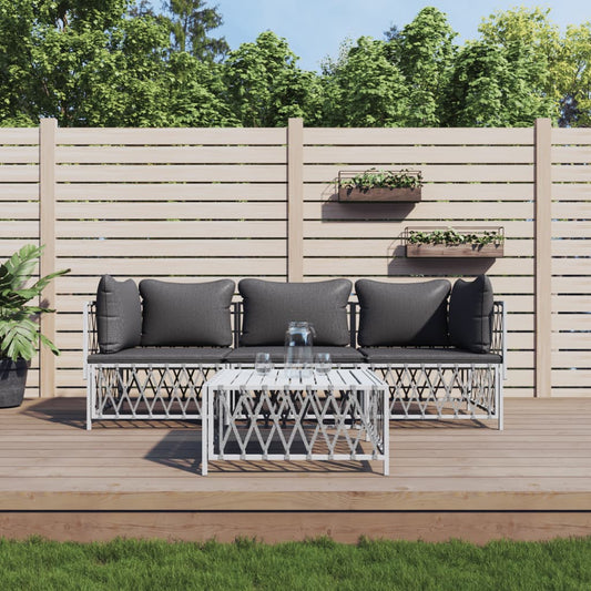 Garden Lounge Set White, Dark Grey
