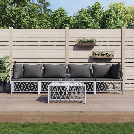 Garden Lounge Set White, Dark Grey