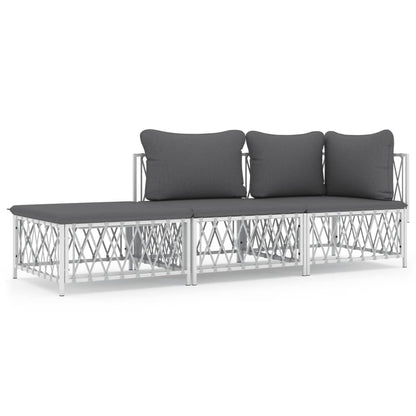 Garden Lounge Set White, Dark Grey