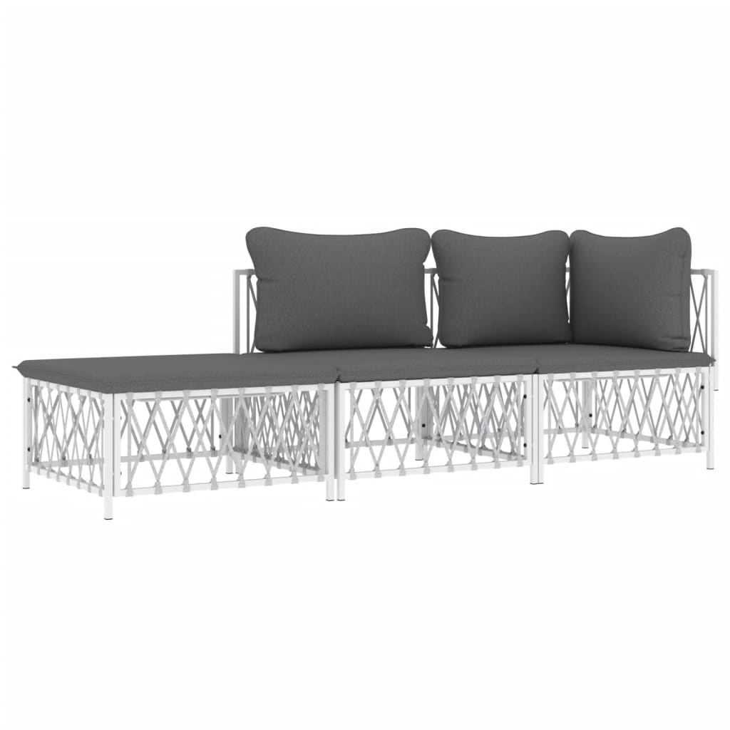 Garden Lounge Set White, Dark Grey