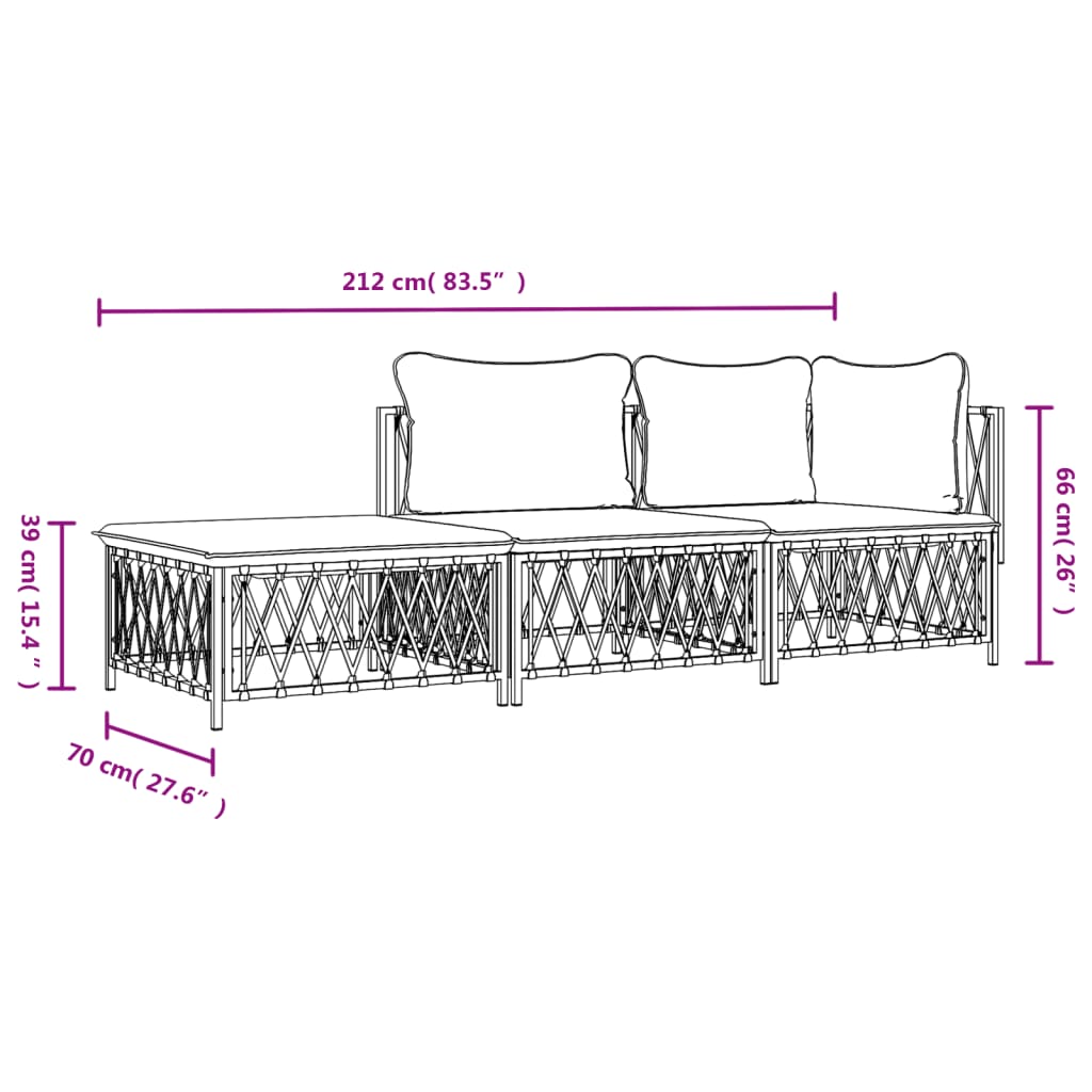 Garden Lounge Set White, Dark Grey