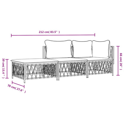 Garden Lounge Set White, Dark Grey