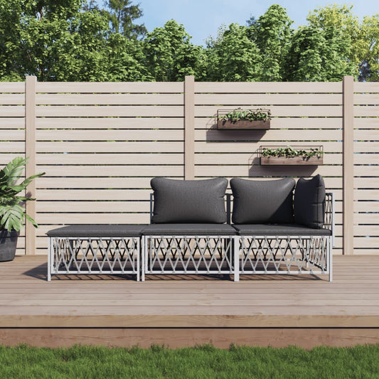 Garden Lounge Set White, Dark Grey