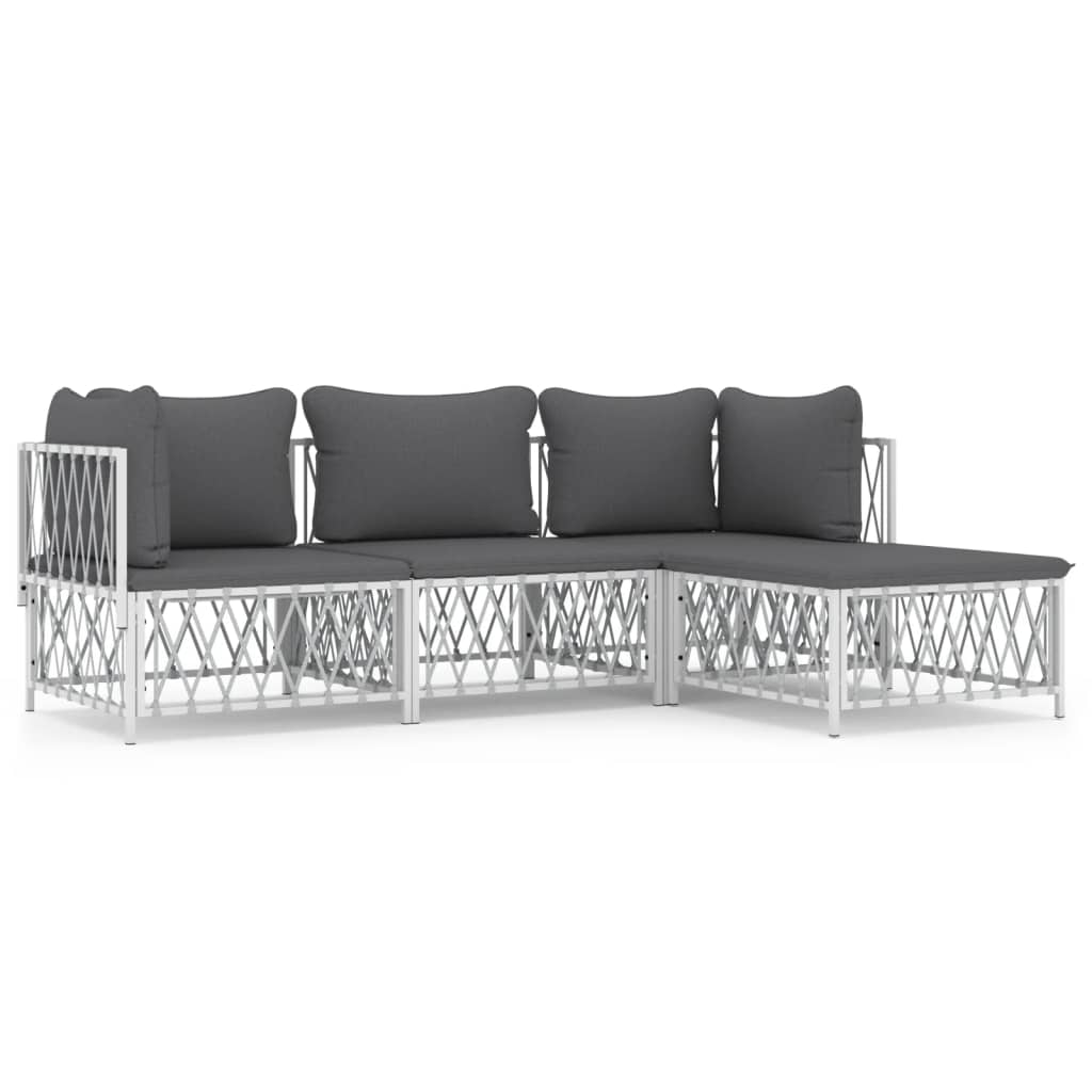 Garden Lounge Set White and Dark Grey
