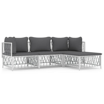 Garden Lounge Set White and Dark Grey