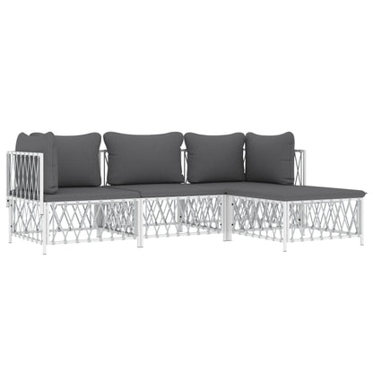Garden Lounge Set White and Dark Grey