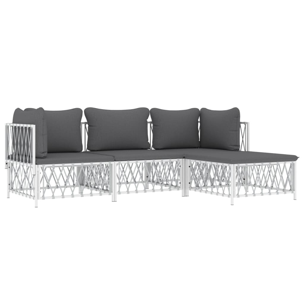 Garden Lounge Set White and Dark Grey