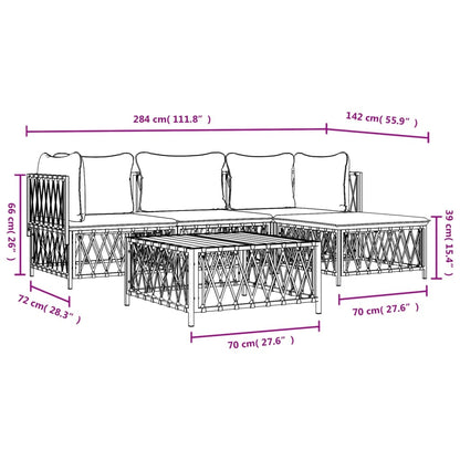 Garden Lounge Set White and Dark Grey