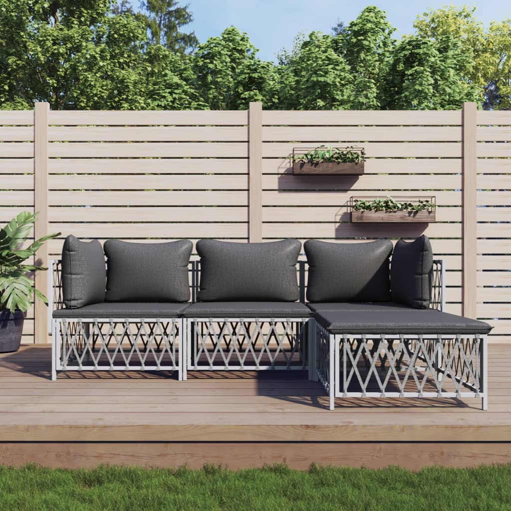 Garden Lounge Set White and Dark Grey