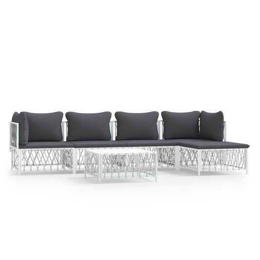 Garden Lounge Set White, Dark Grey