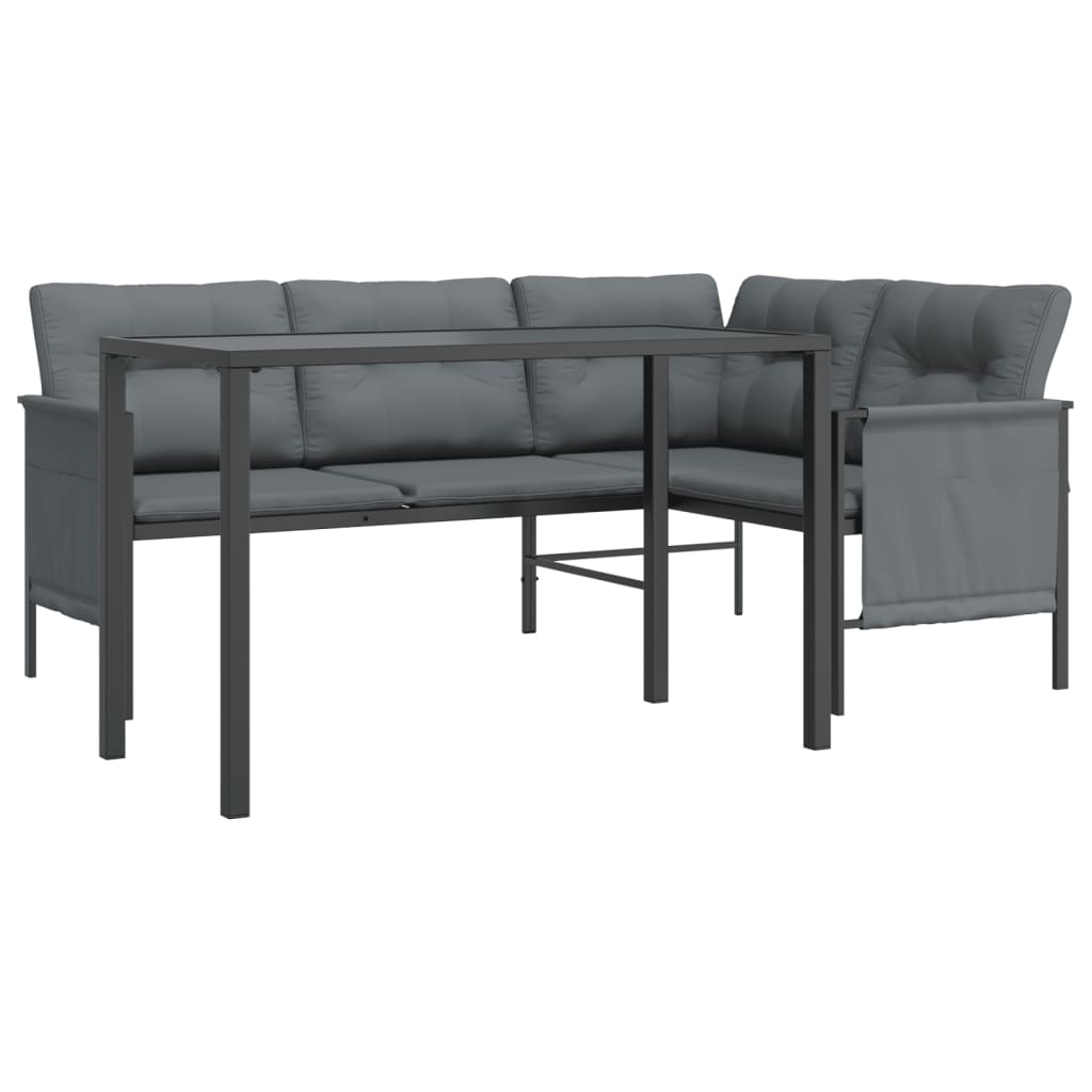 Garden Dining Set Anthracite Steel, Textilene, Fabric Medium