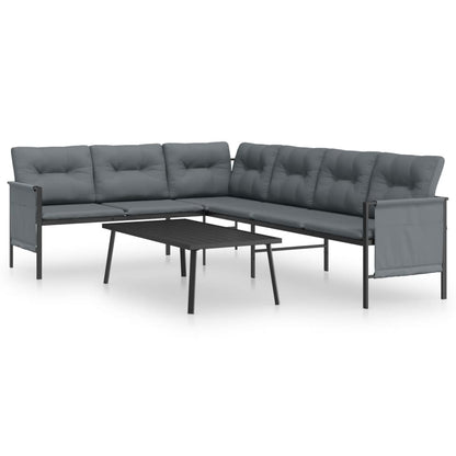 Garden Lounge Set Anthracite Steel, Textilene, Polyester Large