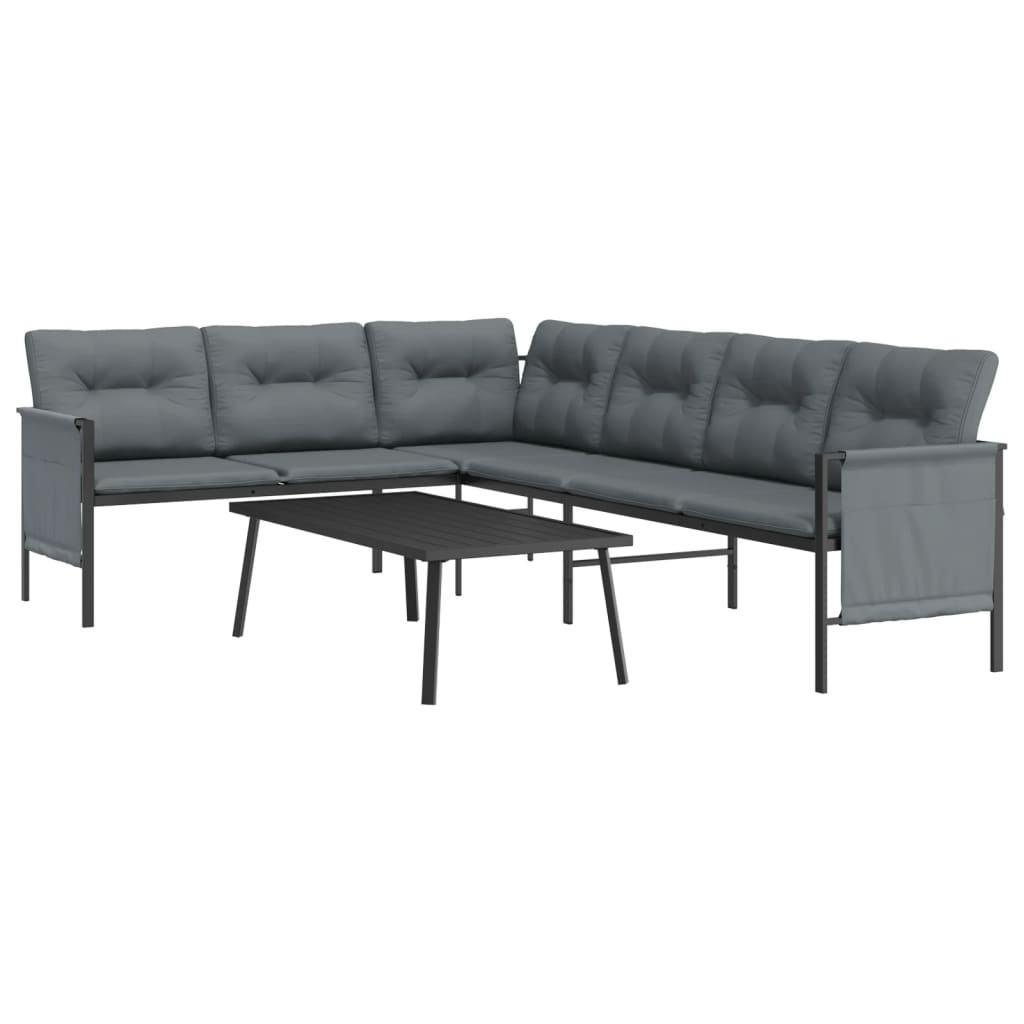 Garden Lounge Set Anthracite Steel, Textilene, Polyester Large