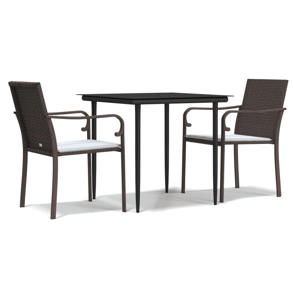 Garden Dining Set Brown, Black, Cream White