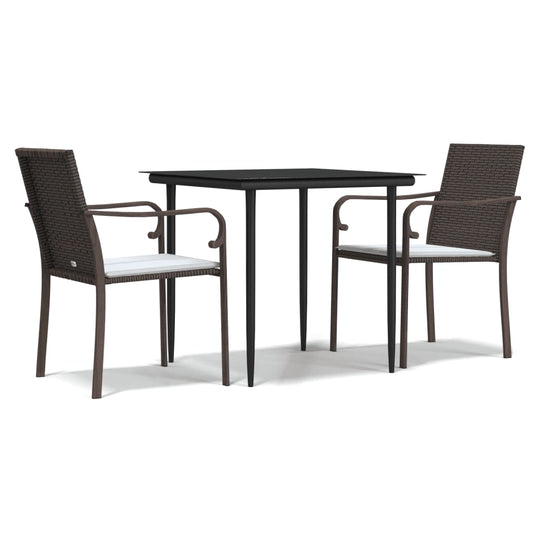 Garden Dining Set Brown, Black, Cream White