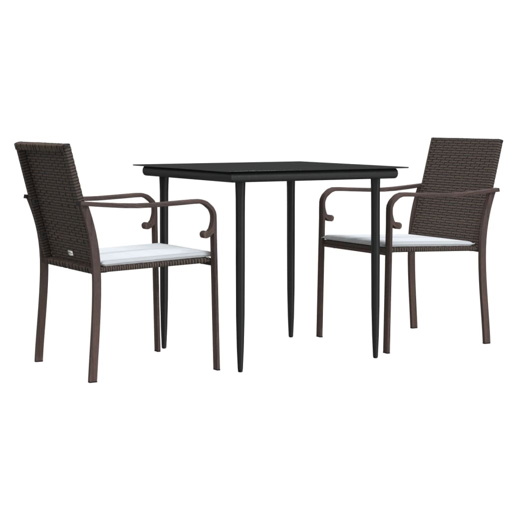Garden Dining Set Brown, Black, Cream White