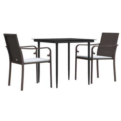 Garden Dining Set Brown, Black, Cream White