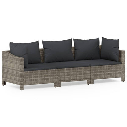 Garden Lounge Set Grey PE Rattan, Powder-Coated Steel Standard