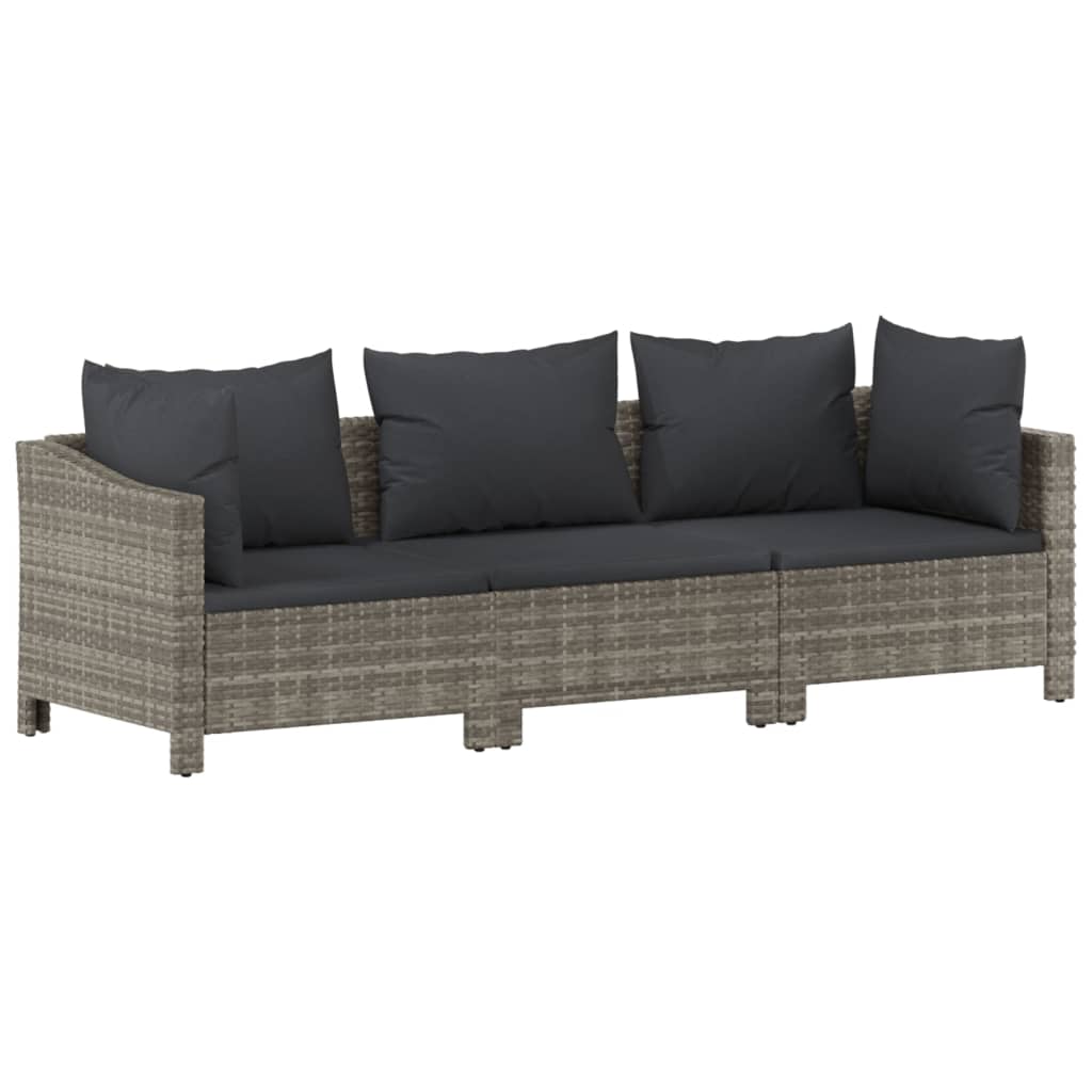 Garden Lounge Set Grey PE Rattan, Powder-Coated Steel Standard