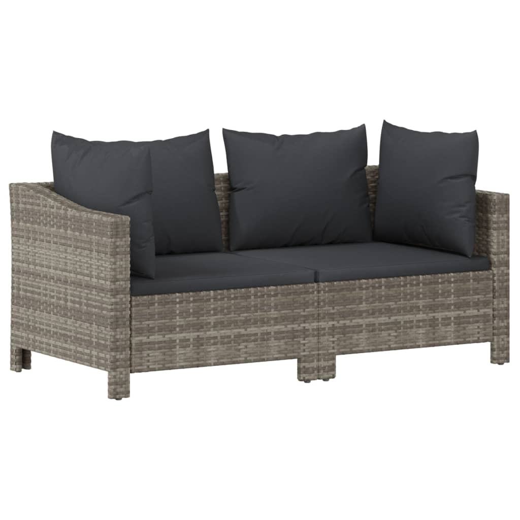 Garden Lounge Set Grey PE Rattan, Powder-Coated Steel Standard