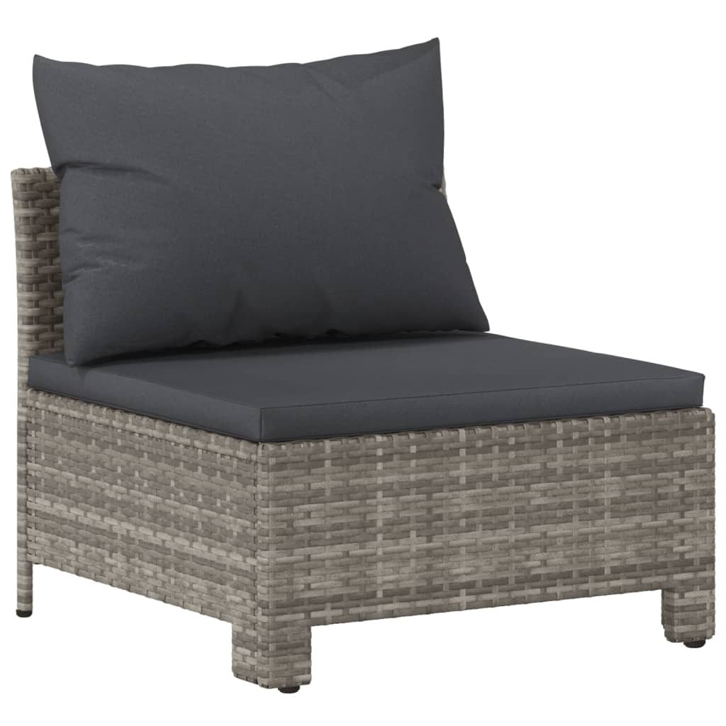 Garden Lounge Set Grey PE Rattan, Powder-Coated Steel Standard