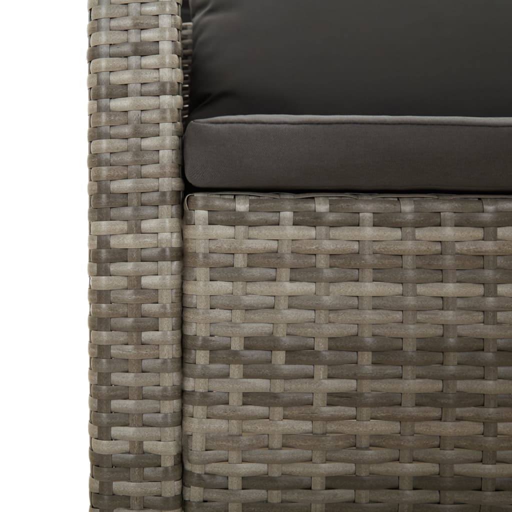 Garden Lounge Set Grey PE Rattan, Powder-Coated Steel Standard