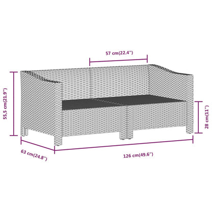 Garden Lounge Set Grey PE Rattan, Powder-Coated Steel Standard