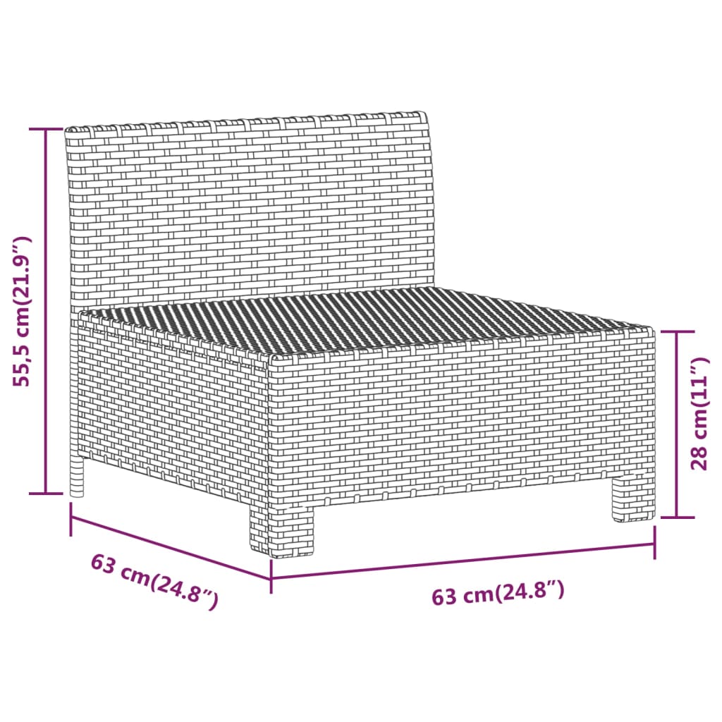 Garden Lounge Set Grey PE Rattan, Powder-Coated Steel Standard