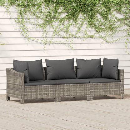 Garden Lounge Set Grey PE Rattan, Powder-Coated Steel Standard