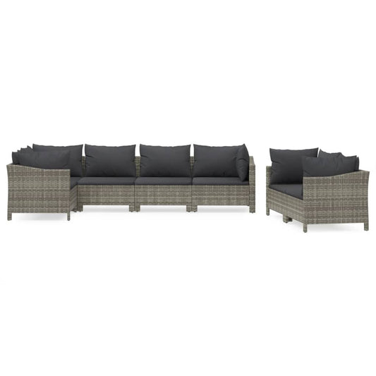 Garden Lounge Set Gray PE rattan, Powder-coated steel Large