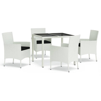 Patio Dining Set Set of 4 White Poly rattan Adjustable Armrests