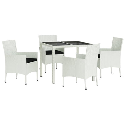 Patio Dining Set Set of 4 White Poly rattan Adjustable Armrests