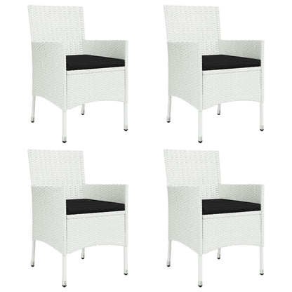 Patio Dining Set Set of 4 White Poly rattan Adjustable Armrests