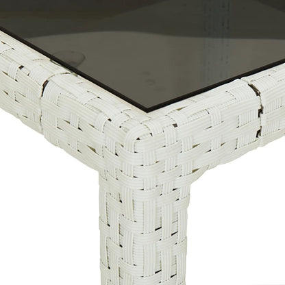 Patio Dining Set Set of 4 White Poly rattan Adjustable Armrests