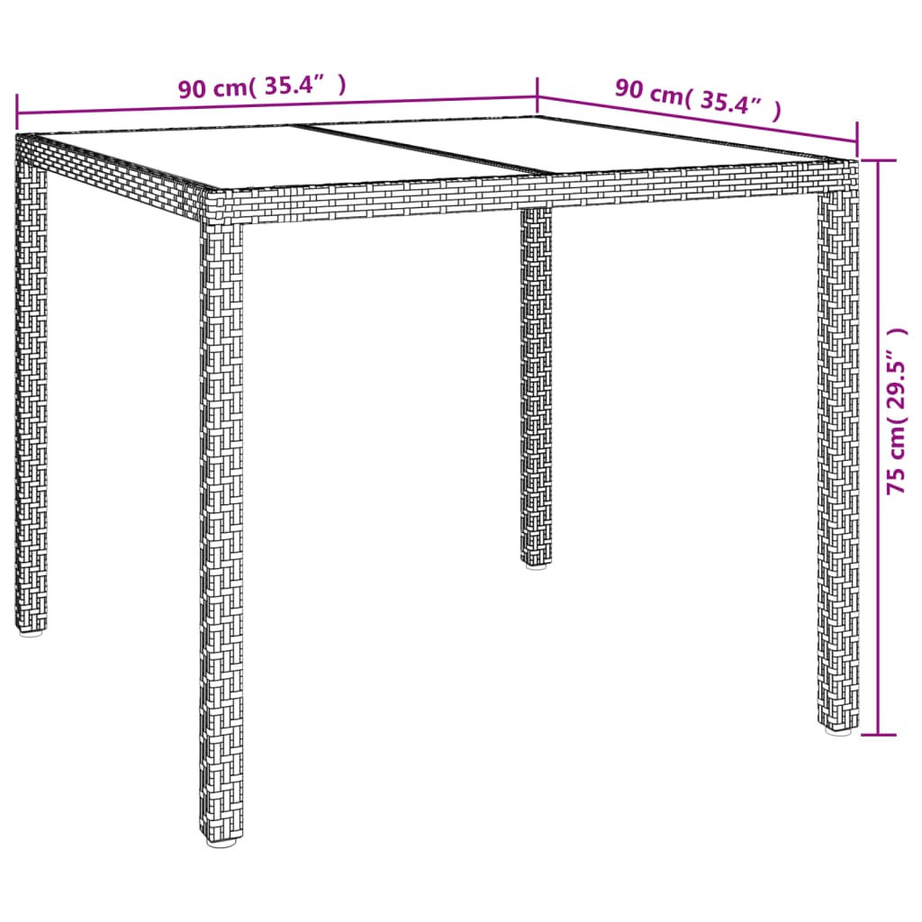 Patio Dining Set Set of 4 White Poly rattan Adjustable Armrests