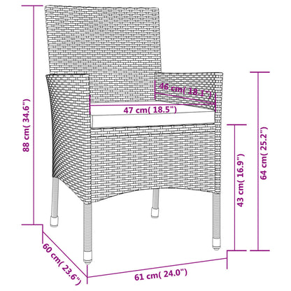 Patio Dining Set Set of 4 White, Black
