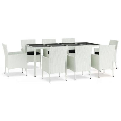 Patio Dining Set Set of 8 White, Black