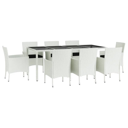 Patio Dining Set Set of 8 White, Black