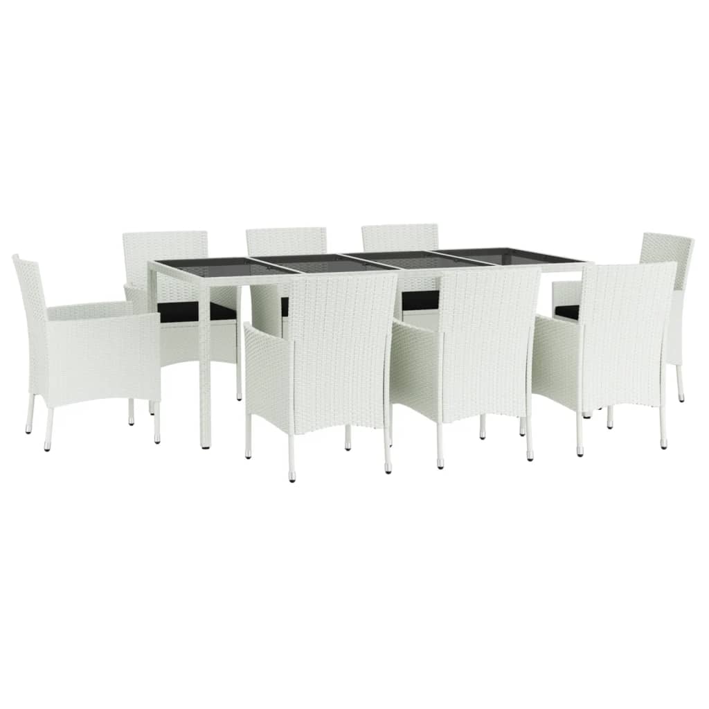 Patio Dining Set Set of 8 White, Black